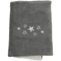 Be Be 's Collection Kuscheldecke Plüsch Sternchen Grau 75 X 100 Cm