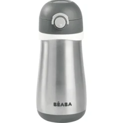 BEABA® Strohhalmbecher Aus Edelstahl 350ml - Mineralgrau