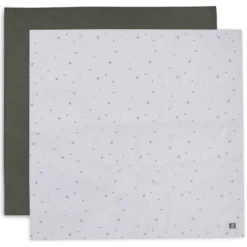 Jollein Mulltuch Schmusedecke Musselin 115x115cm 2er-Pack Stargaze Leaf Green