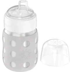 Lifefactory Baby-Weithalsflasche 235 Ml Mit Soft Sippy Cap, Cool Grey