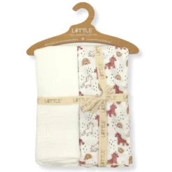 LITTLE Pucktücher 2er-Pack Rainbow Offwhite