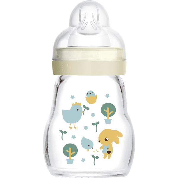 MAM Glasflasche Feel Good Blau 170 Ml 0+ Monate, Hase/Küken 1 MAM Glasflasche Feel Good Blau 170 Ml 0+ Monate, Hase/Küken