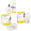 Medela Stillset Elektrische Doppel-Milchpumpe Swing Maxi, Muttermilchbeutel 50 Stück 180 Ml, Einweg-Stilleinlagen 60 Stück