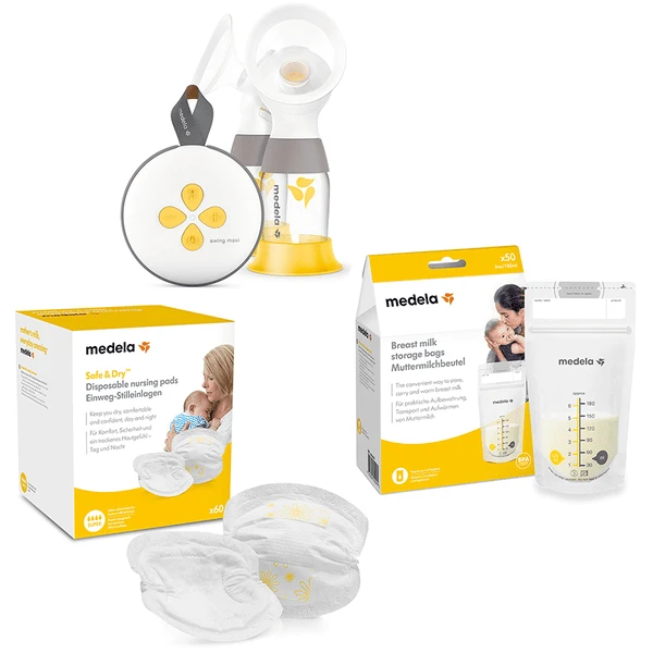 Medela Stillset Elektrische Doppel-Milchpumpe Swing Maxi, Muttermilchbeutel 50 Stück 180 Ml, Einweg-Stilleinlagen 60 Stück 1 Medela Stillset Elektrische Doppel-Milchpumpe Swing Maxi, Muttermilchbeutel 50 Stück 180 Ml, Einweg-Stilleinlagen 60 Stück