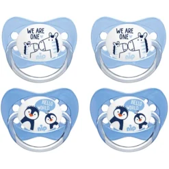 Nip® Schnuller Family Gr. 3 Latex Pinguin Und Zebra 4 Stück