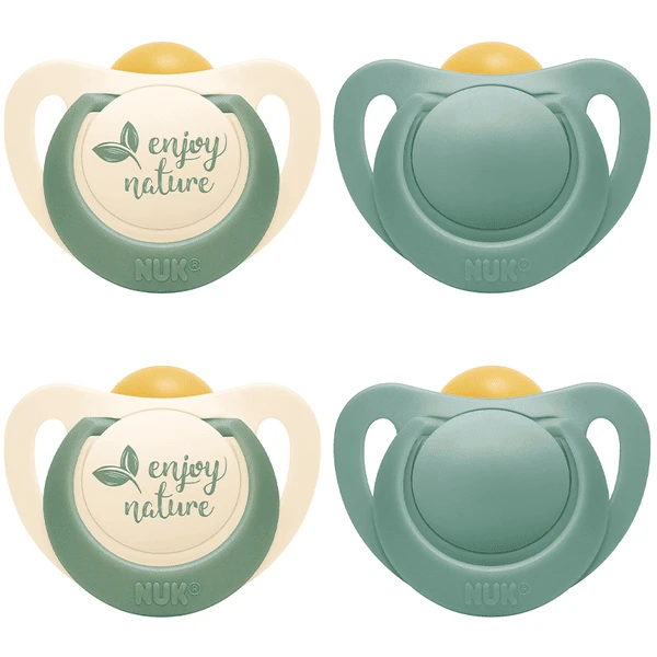 NUK Schnuller For Nature Latex 6-18 Monate, Grün Im 4er-Set 1 NUK Schnuller For Nature Latex 6-18 Monate, Grün Im 4er-Set