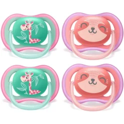 Philips Avent Schnuller Ultra Air SCF349/12 18m+ 4 Stück Giraffe/Waschbär