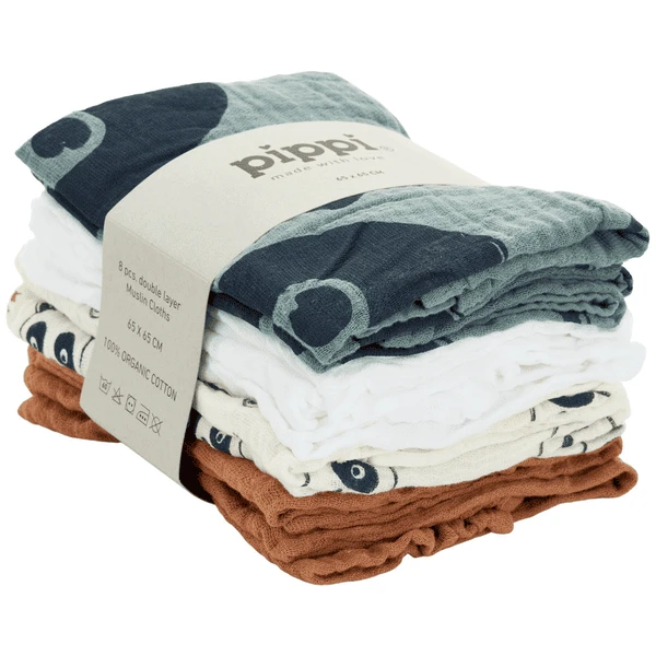 Pippi Muslin Tücher 8er Pack India Ink 1 Pippi Muslin Tücher 8er Pack India Ink
